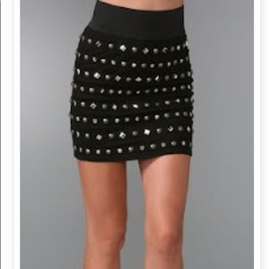 🔑Le Rok Designer black skirt silver studded